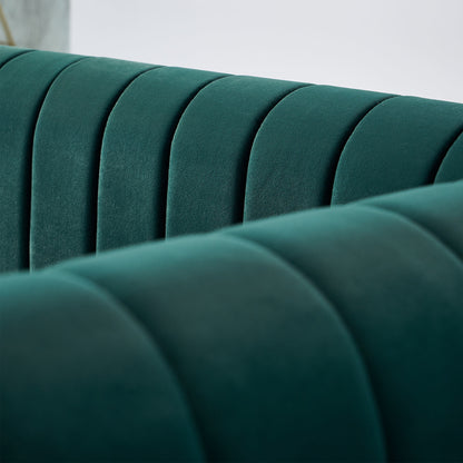 Cane Velvet Sofa, Green