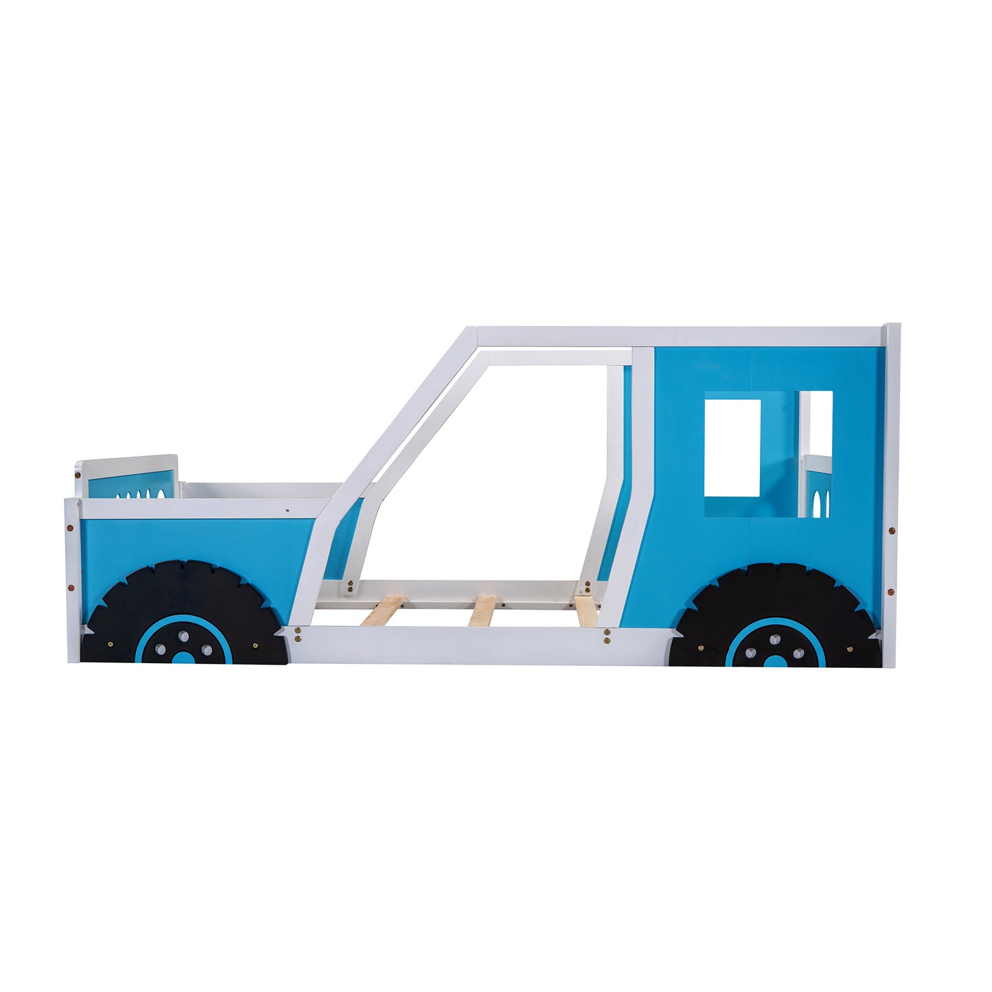 twin size classic car-shaped platform bed with wheels