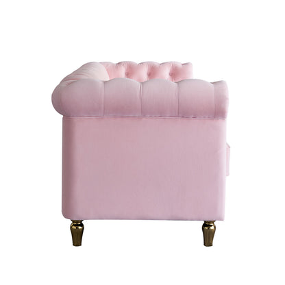 Chesterfield Velvet Sofa, Pink