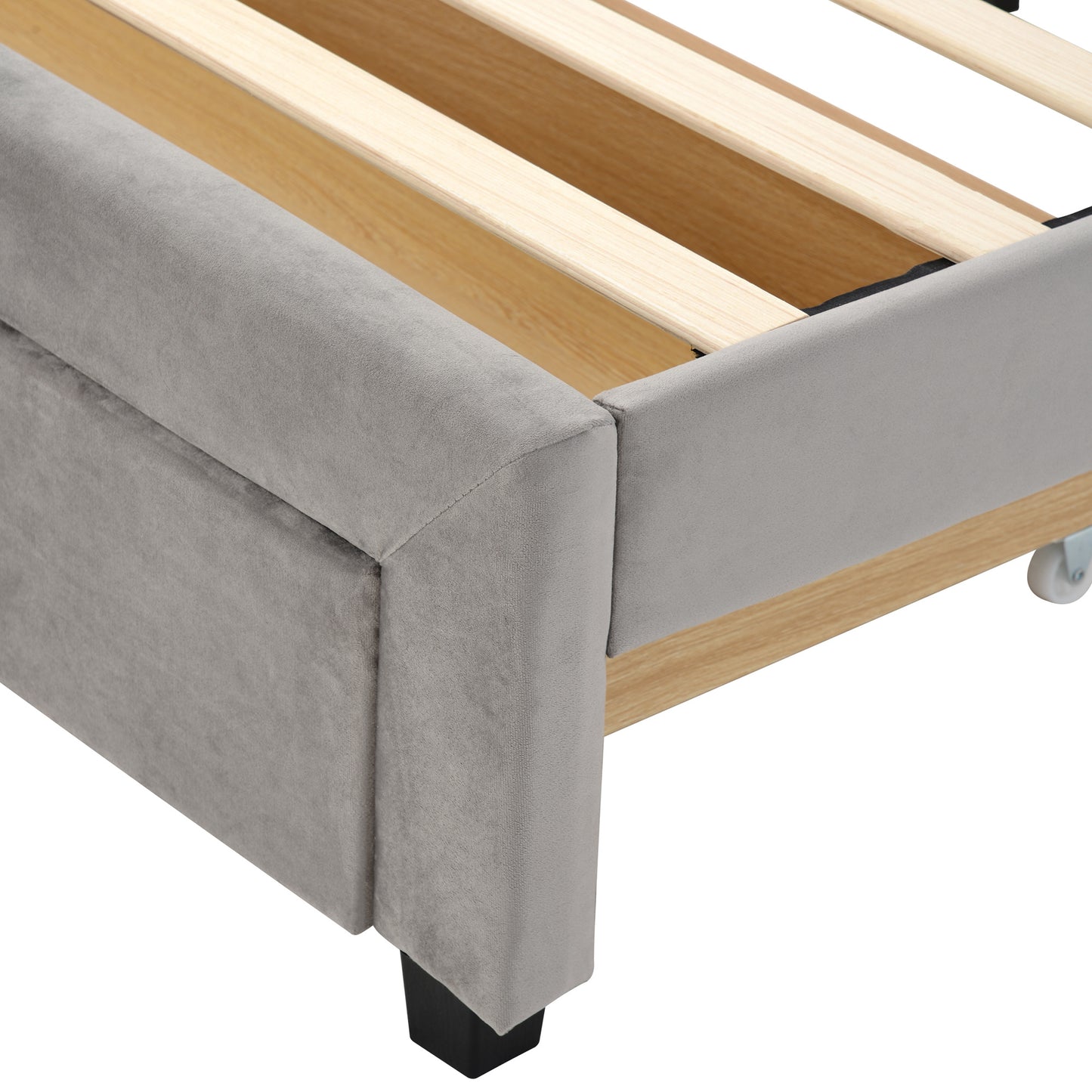 queen size storage bed velvet upholstered platform bed with a big drawer
