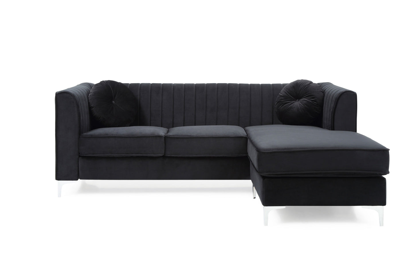 delray sofa chaise set, black