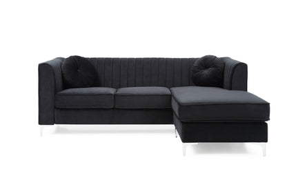 Delray Sofa Chaise Set, Black