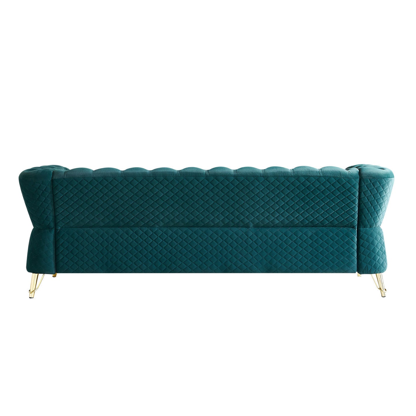 modern tufted velvet sofa, green