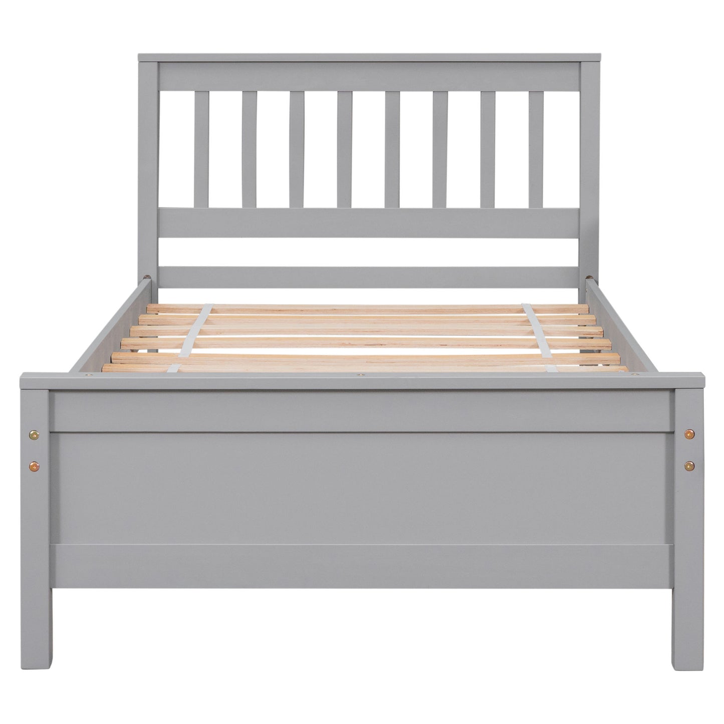 twin bed with headboard & nightstand, grey