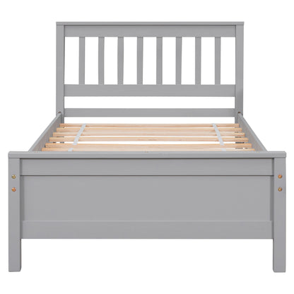 Twin Bed with Headboard & Nightstand, Grey