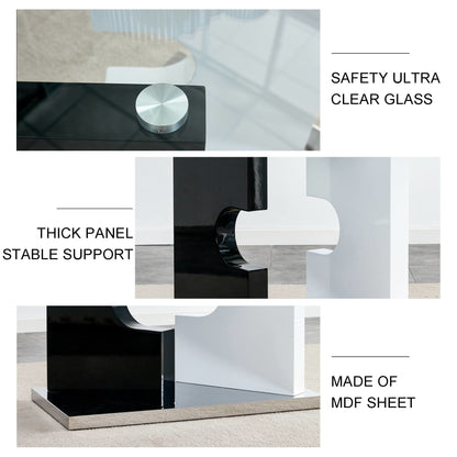 Ruby 6-Piece Dining Table Set, Black/White
