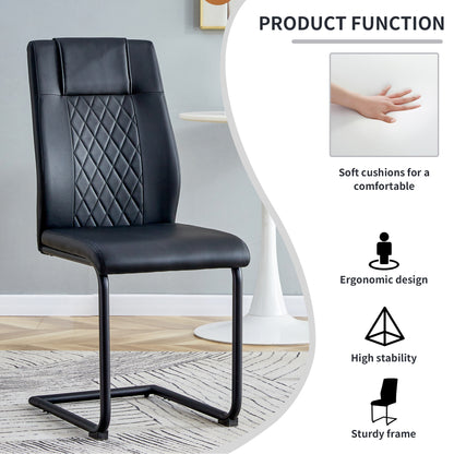 Modern Leather Chairs Set of 4, Black+PU