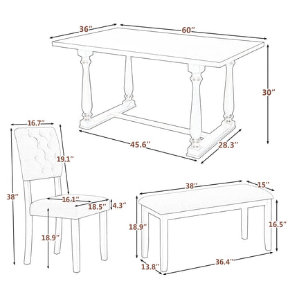 Upholstered 6-Piece Dining Table Set