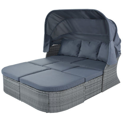 Daybed/Sunbed with Retractable Canopy Set