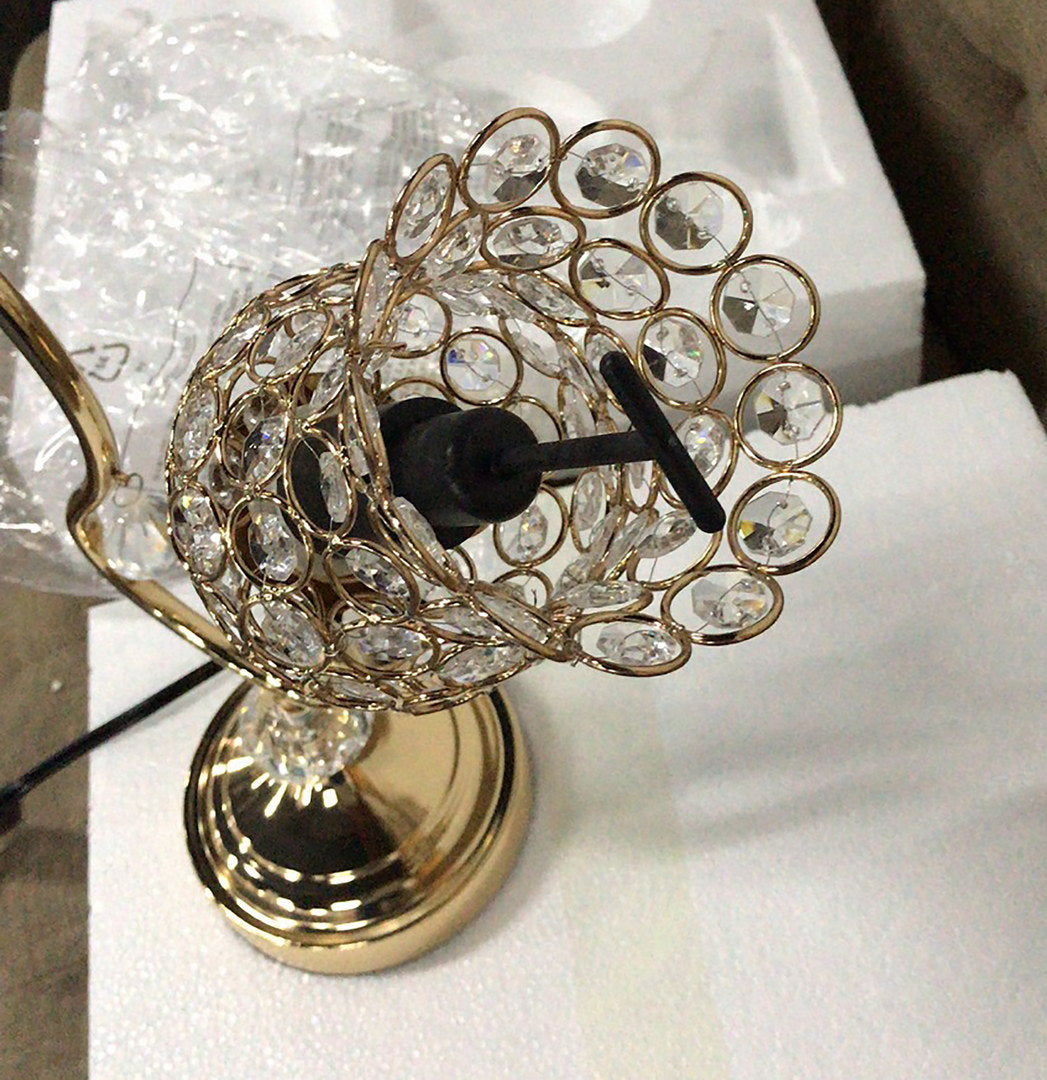 18.75" rose gold 2-floral trumpet glam metal table lamp