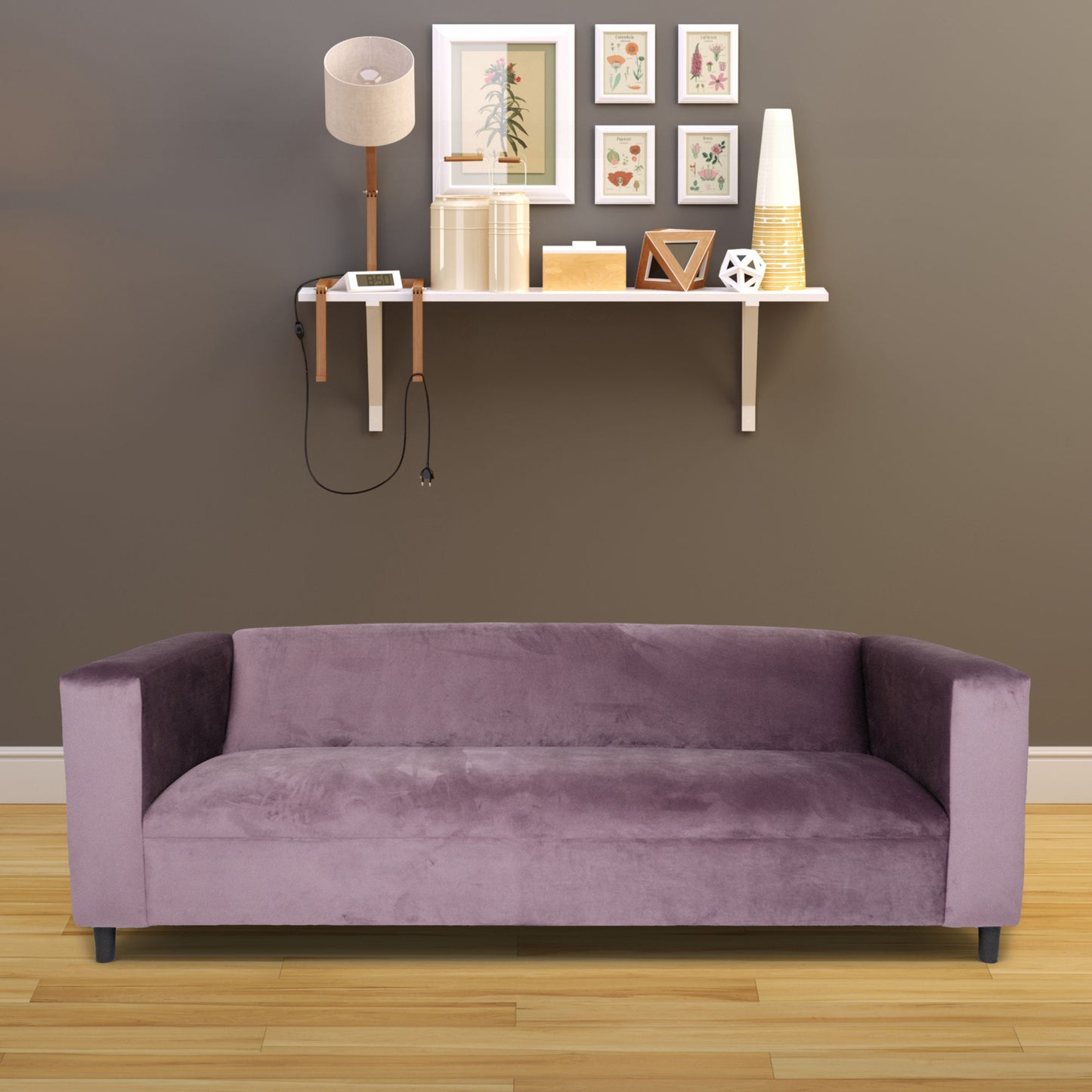 ava velvet sofa, lavender