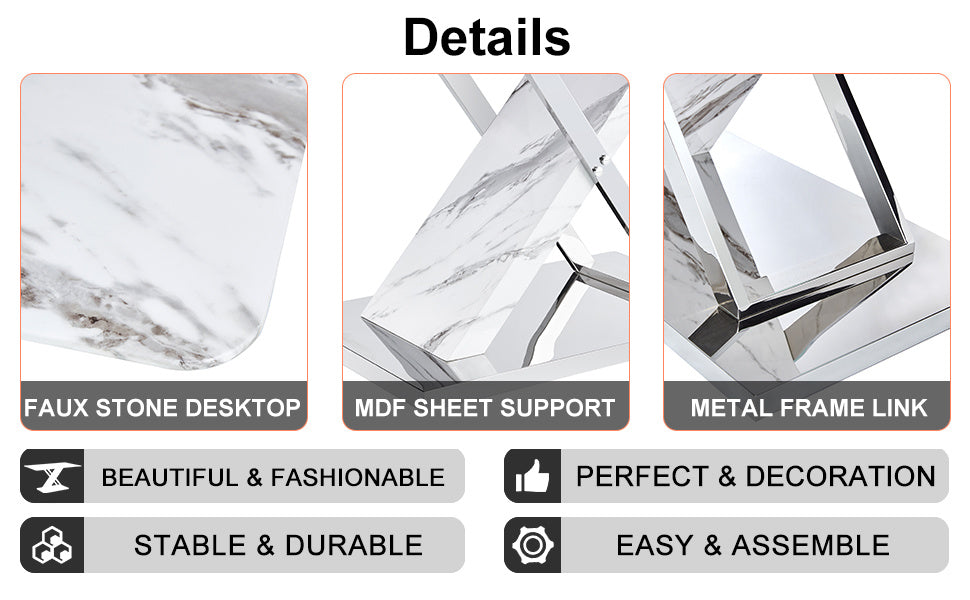 marble textured glass dining table
