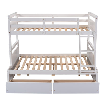 Twin over Full Bunk Bed with Storage - White