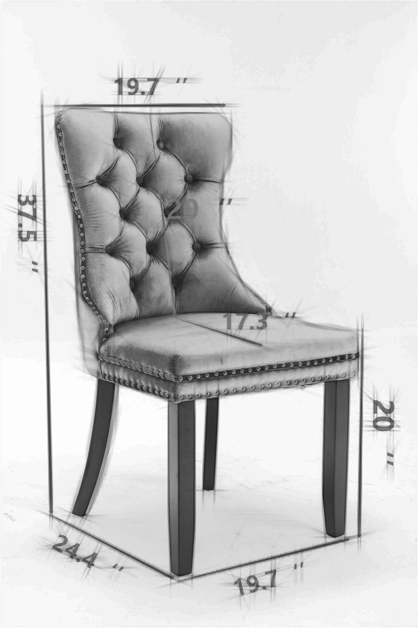 nikki collection modern high-end tufted dining chairs 2-pcs set, white+light blue