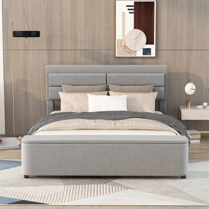 Holly Upholstery Platform Bed with Storage Headboard and Footboard