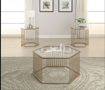 ACME Oaklie Coffee Table in Champagne & Clear Glass