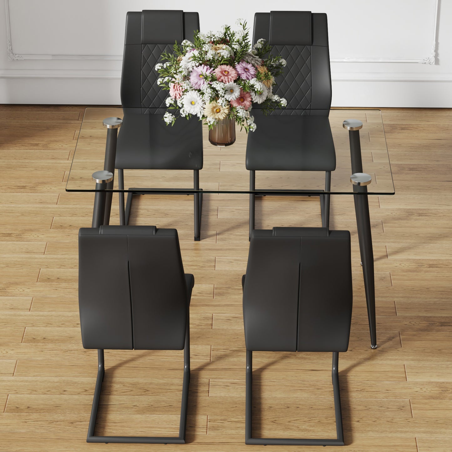 holli dining table set, black