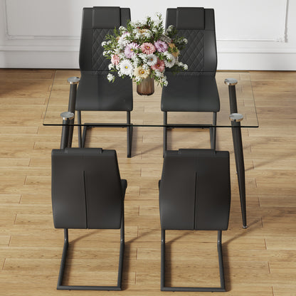 Holli Dining Table Set, Black
