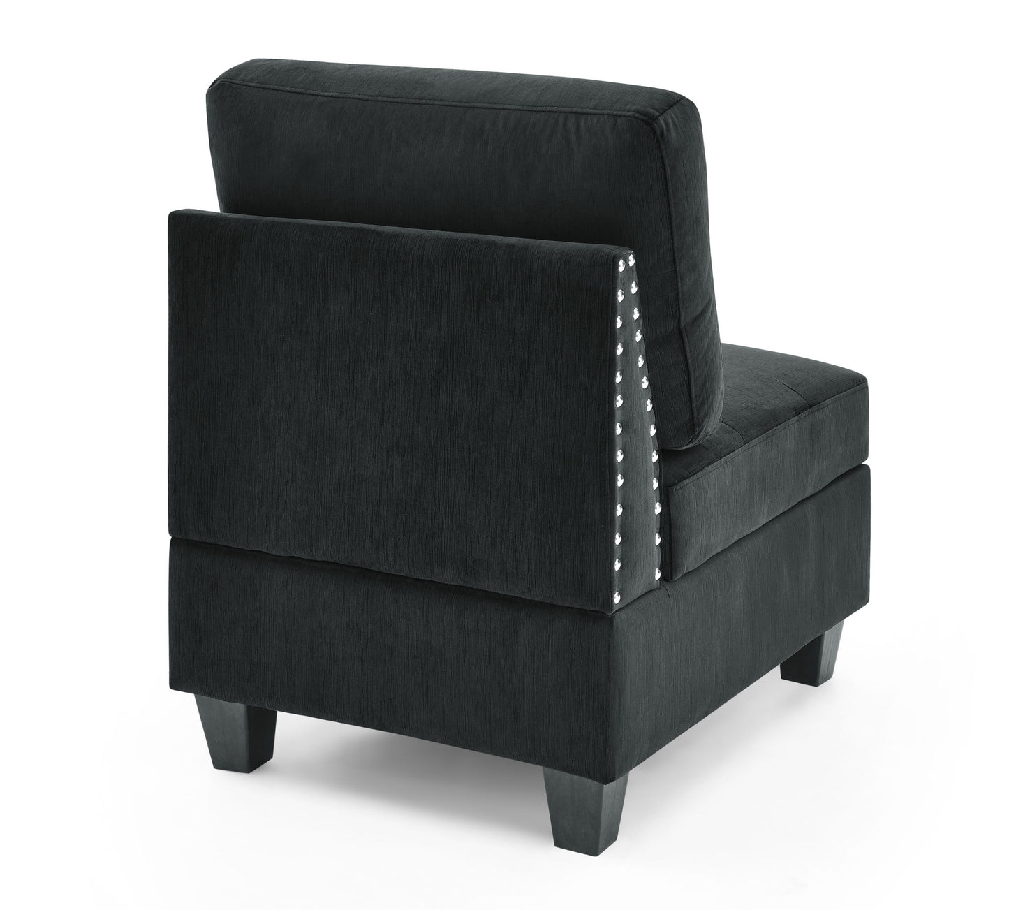 u shape modular sectional sofa with ottoman, black velvet