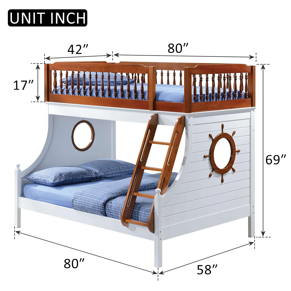 acme farah bunk bed in oak & white