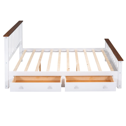 3-Pieces Bedroom Sets  with Nightstand(USB Charging Ports) and Storage Chest,White+Walnut