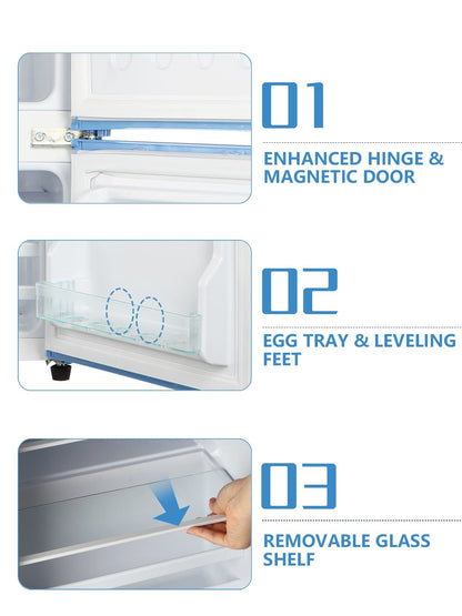 KRIB BLING 3.5Cu.Ft Compact Refrigerator Mini Fridge with Freezer