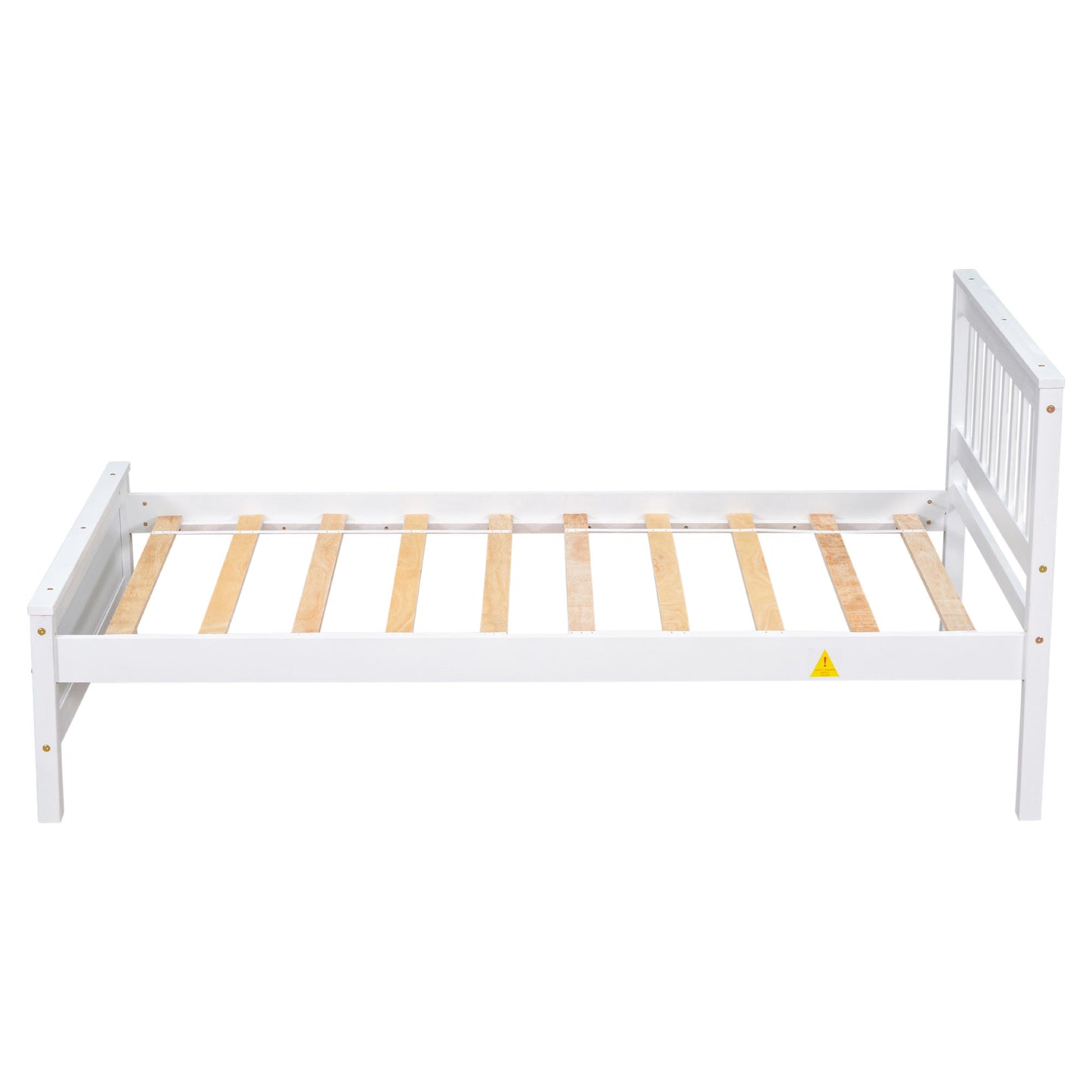 twin bed with headboard & nightstand, white