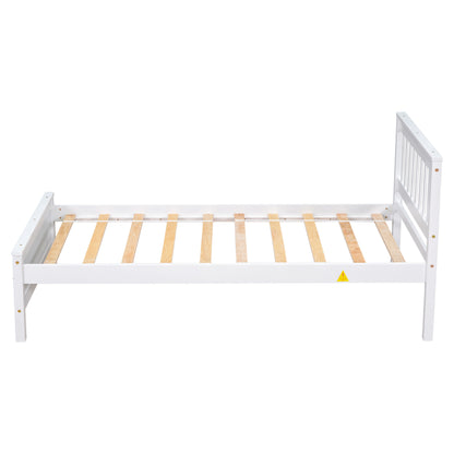 Twin Bed with Headboard & Nightstand, White