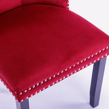 Nikki Collection Modern High-end Tufted Dining Chairs 2-Pcs Set, Wine Red