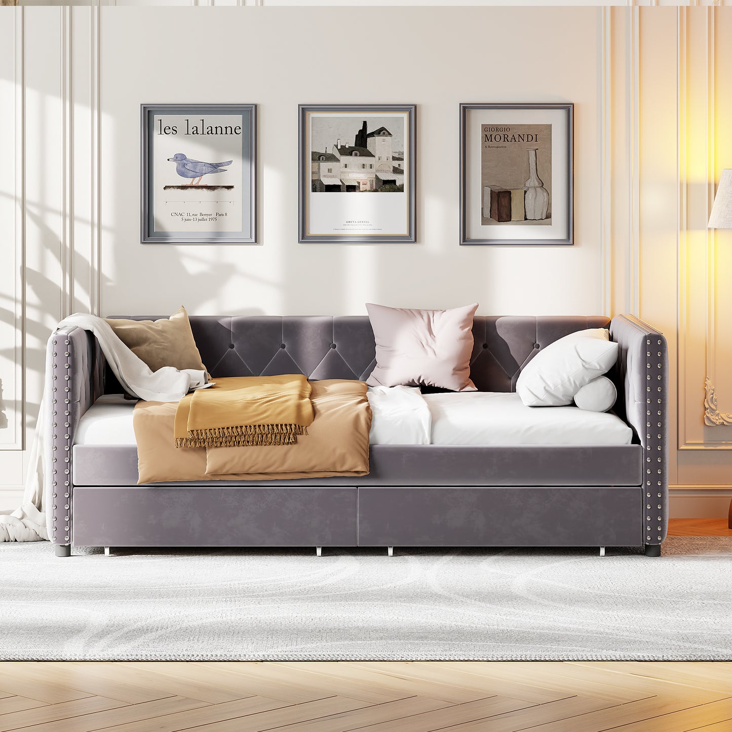 sara velvet upholstered sofa bed