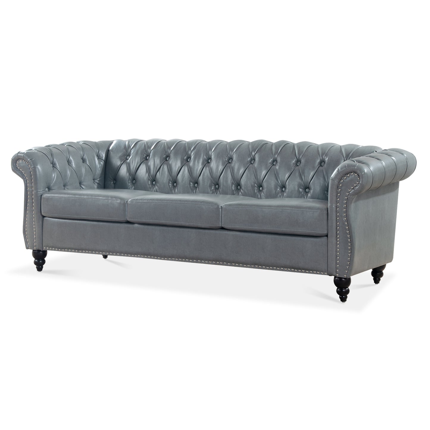 84.65" rolled arm chesterfield 3 seater sofa.