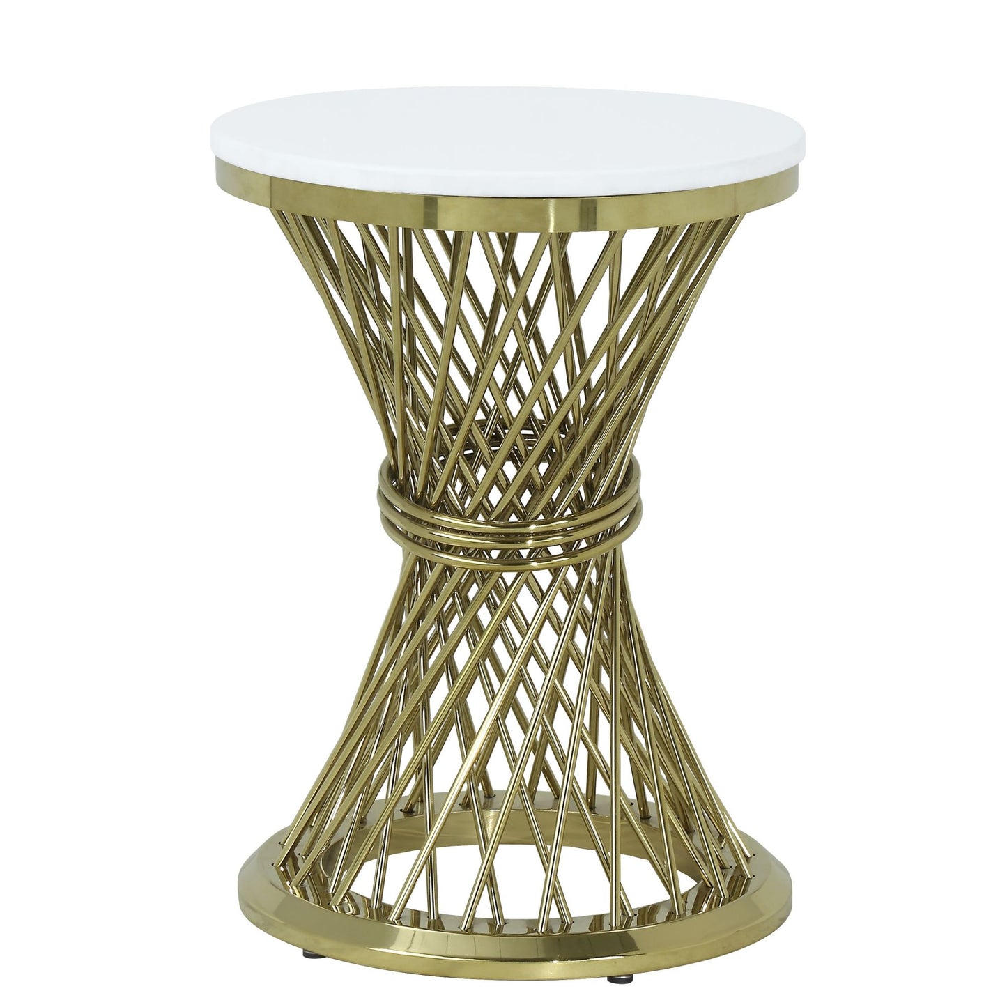 acme fallon end table, engineering stone & gold finish