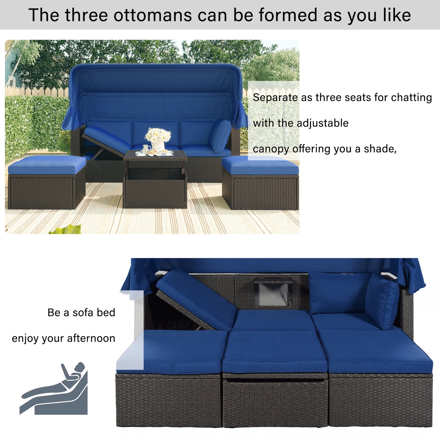 betty rectangle daybed with retractable canopy