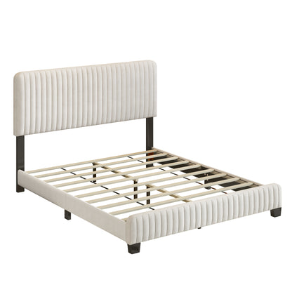Emily Upholstered Platform Bed,Beige
