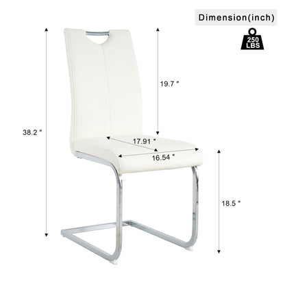 Modern Faux Leather Chairs Set of 6, White