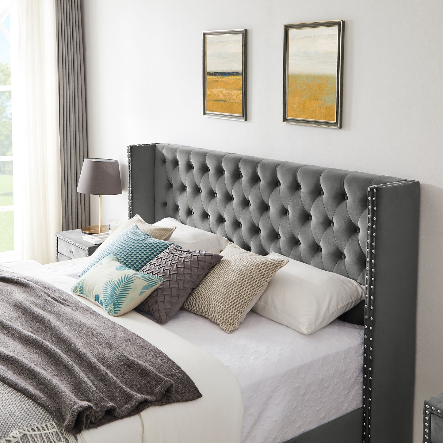 toni queen bed with two nightstands, + metal legs with electroplate #2
