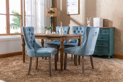 Nikki Collection Modern High-end Tufted Dining Chairs 2-Pcs Set, Light Blue