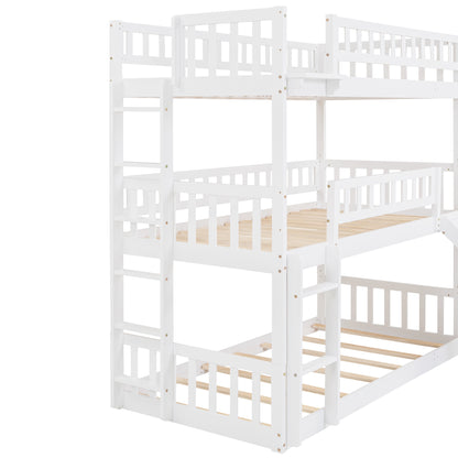 Twin-Over-Twin-Over-Twin Triple Bed with Built-in Ladder and Slide