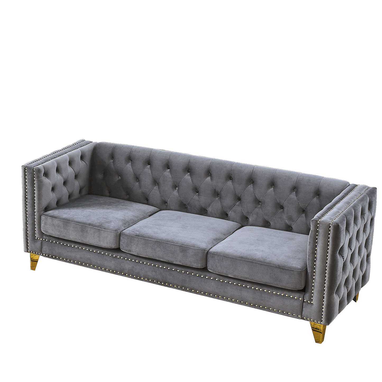 sara velvet sofa, grey velvet