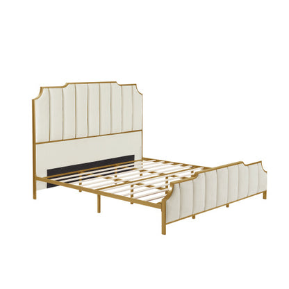 Elegant Upholstered Platform King Bed with High headboard