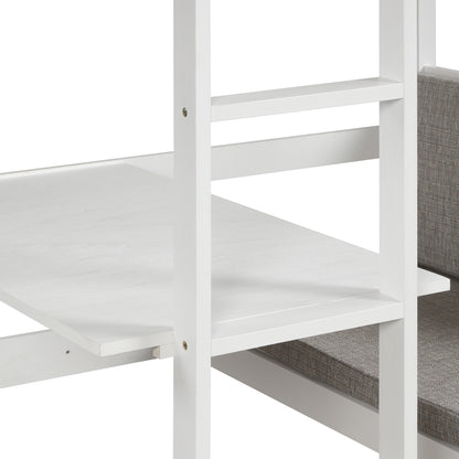 Functional Loft Bed Twin Size,White