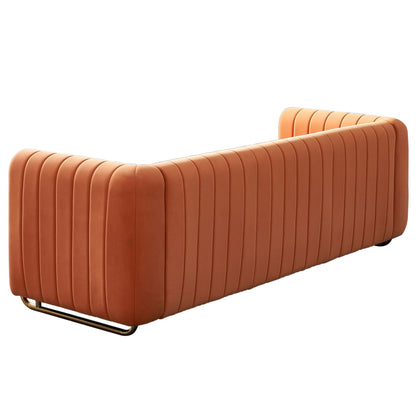 Cane Velvet Sofa , Orange