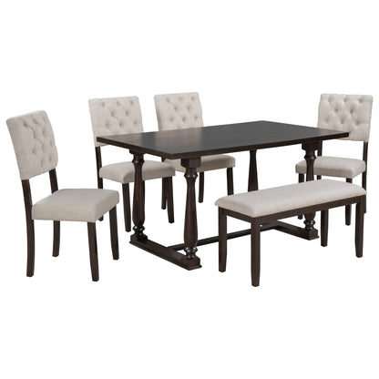 Upholstered 6-Piece Dining Table Set