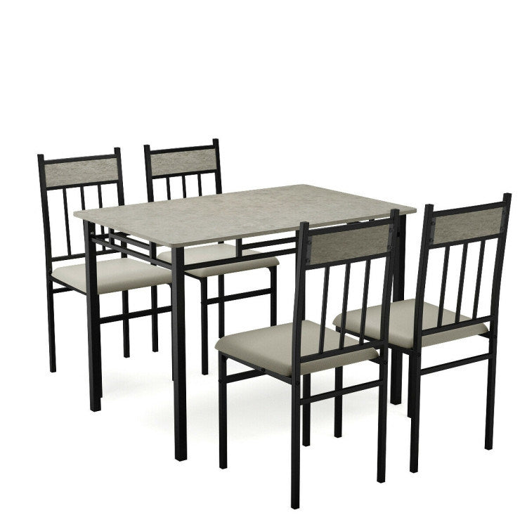 5 pieces faux marble dining set table