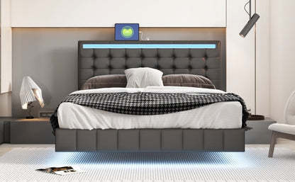 Floating Bed Frame with LED Lights and USB Charging #5