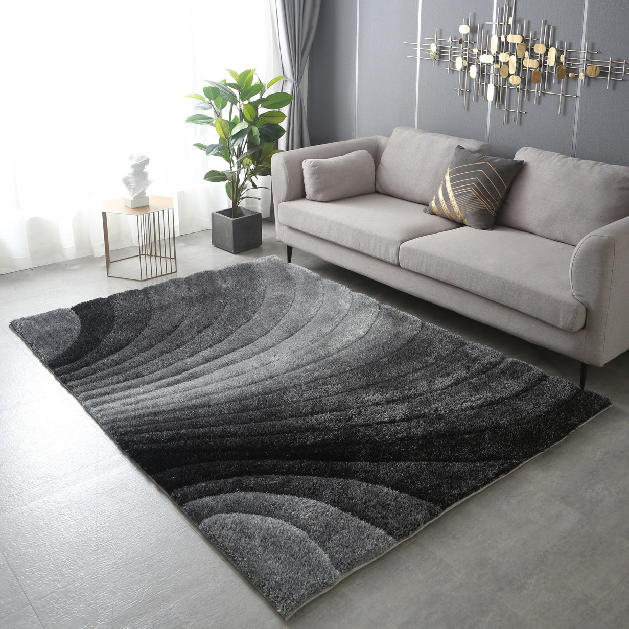 "3d shaggy" hand tufted area rug