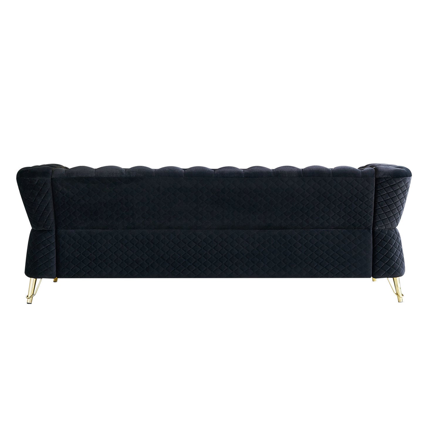 modern tufted velvet sofa, black