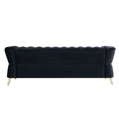 Modern Tufted Velvet Sofa, Black