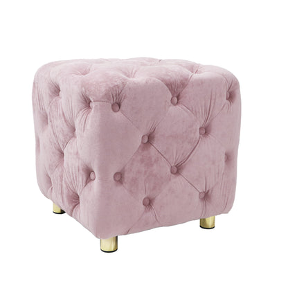 Pink Modern Velvet Upholstered Ottoman