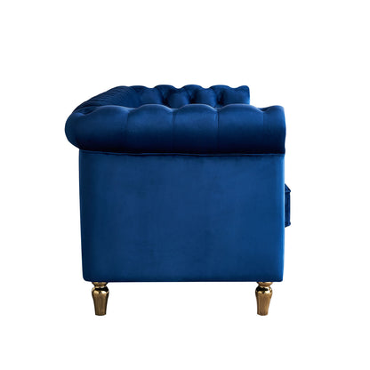 Chesterfield Velvet Sofa, Blue